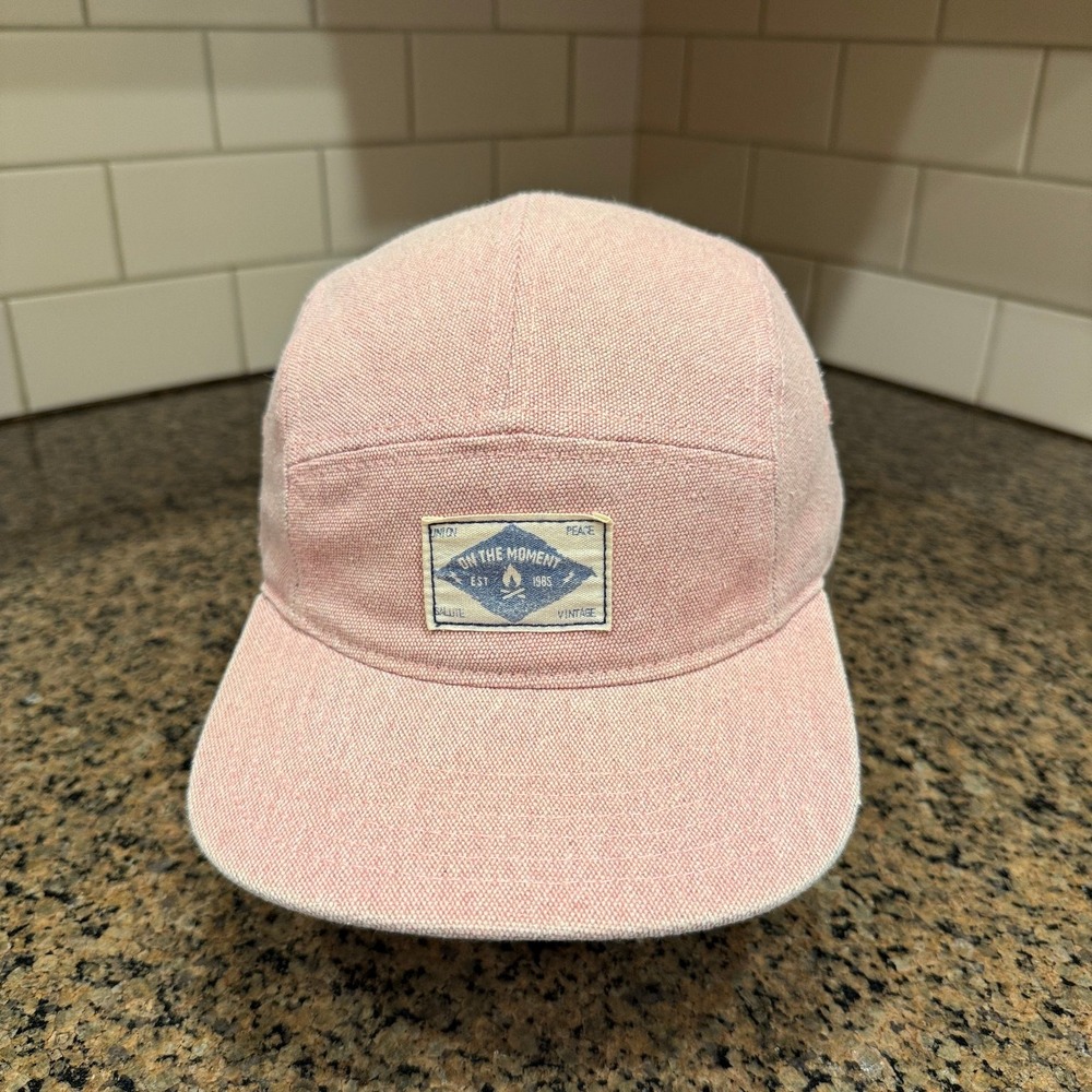 ON THE MOMENT 5 Panel Camp Cap Hat Men One Size Pink Cotton